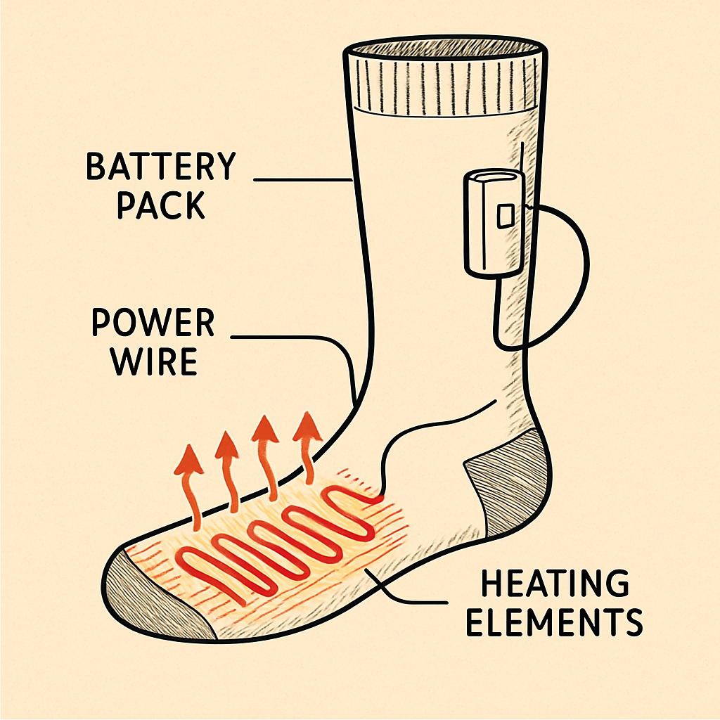 Electric socks heating mechanism illustration