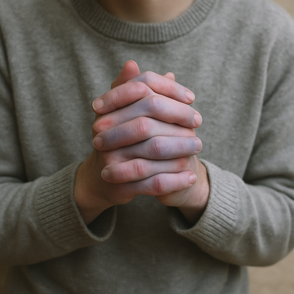 Person holding cold hands